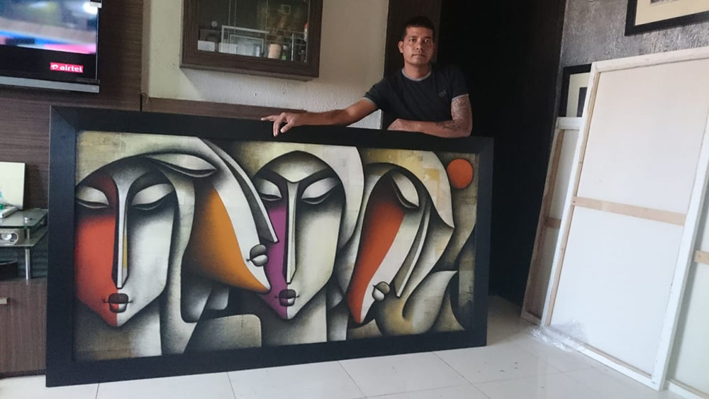 Jagannath Paul reveals one of his recent canvases
