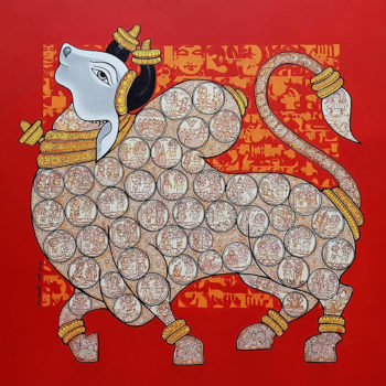 Dancing Nandi _ Mixed media on canvas _ 36 x 36 inches