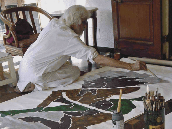 Husain paints the lively, free figure of a horse - MF Husain original painting