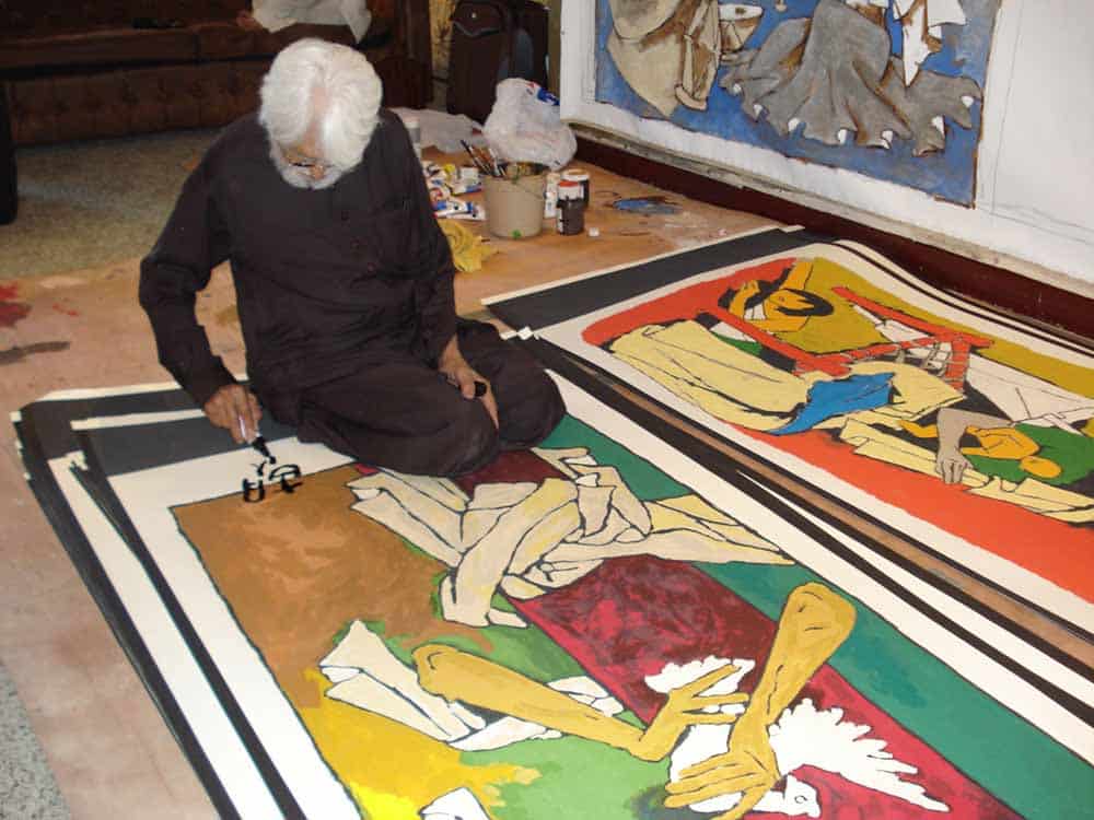 Husain adds a Chinese inscription - Husain adds the signature to his Chinese Scroll serigraphs depicting Mother Teresa