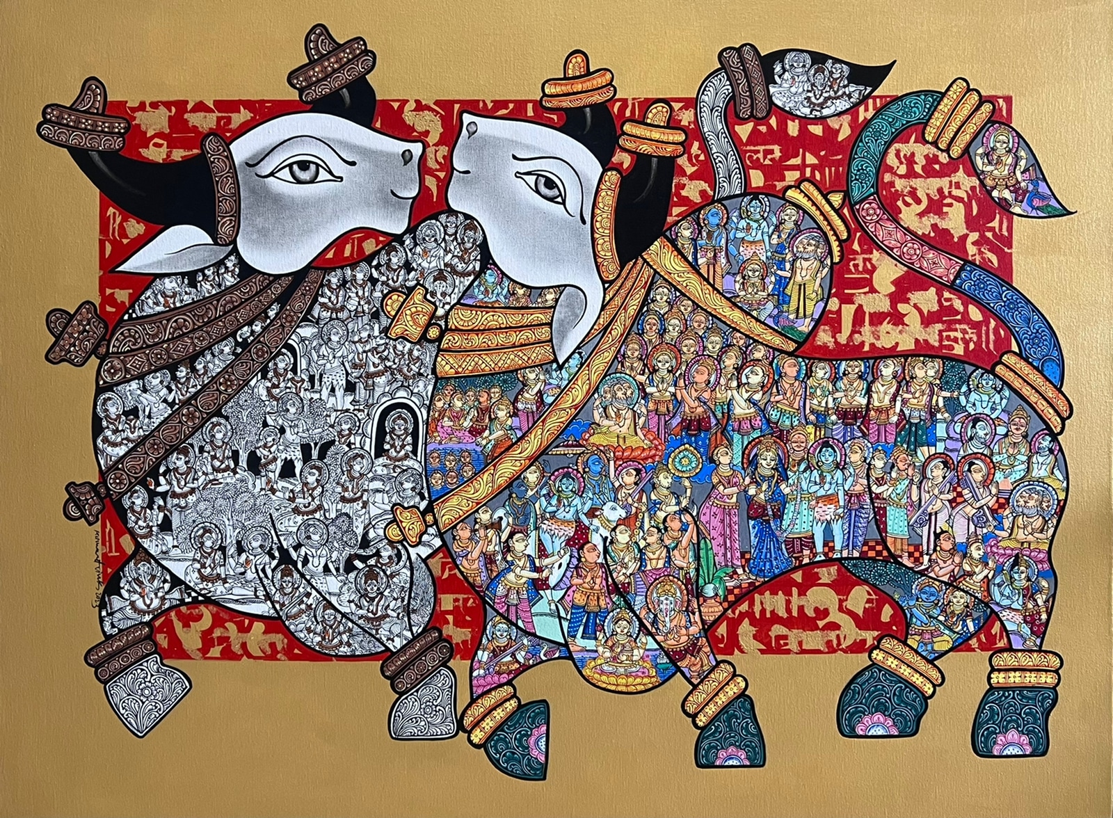 Nandi Paintings by Artist Vivek Kumavat