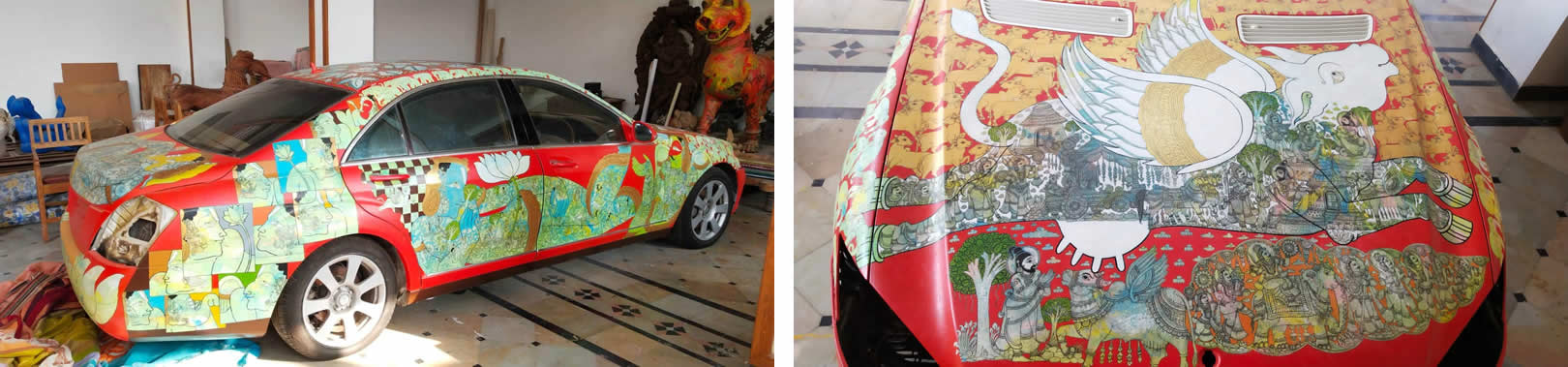Ramesh was recently commissioned to paint this car in his style