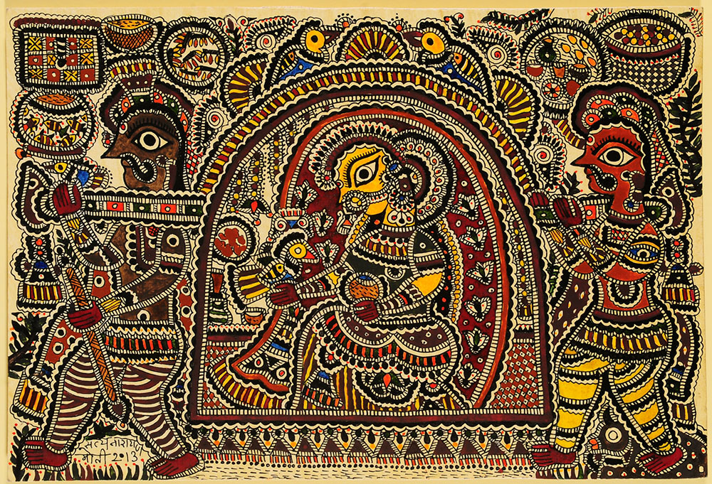 Mithila Art - Doli-bride going to her husband's home | Natural dyes on handmade paper | 11 x 17 inches | Price on request | MA19