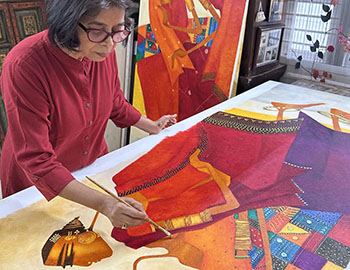 BEHIND THE SCENES: ARTIST BHARTI PRAJAPATI PAINTS A COMMISSIONED TRIPTYCH