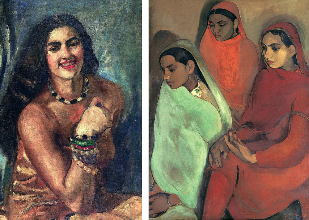 Amrita Sher-Gil famous paintings - self-portrait and Three Girls