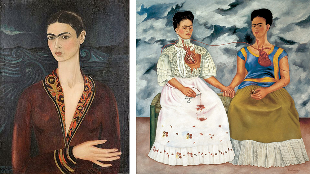 Frida Kahlo famous paintings - first portrait and The Two Fridas