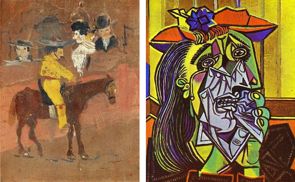 Pablo Picasso famous paintings - first painting and The Weeping Woman