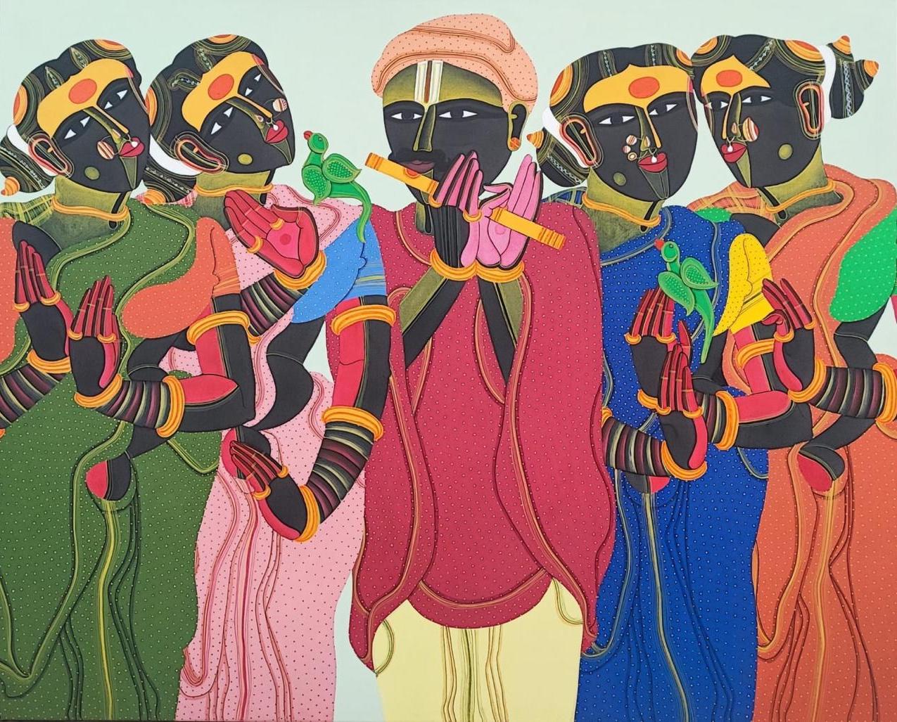 Thota Vaikuntam painting Flute Player