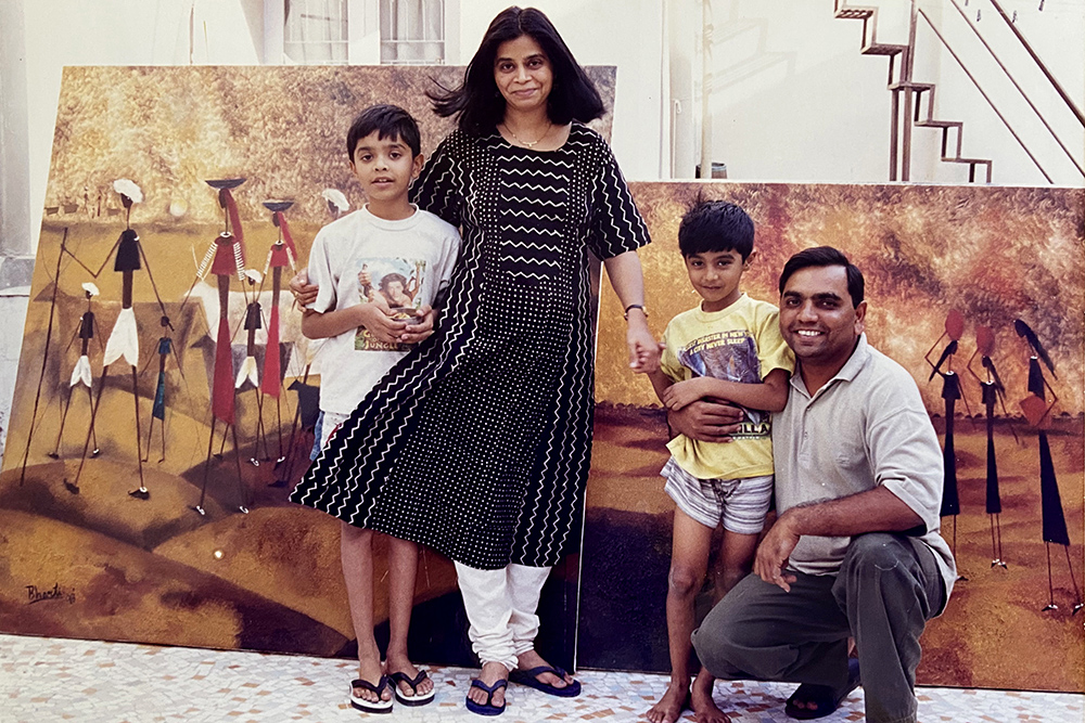 Artist Bharti Prajapati with family
