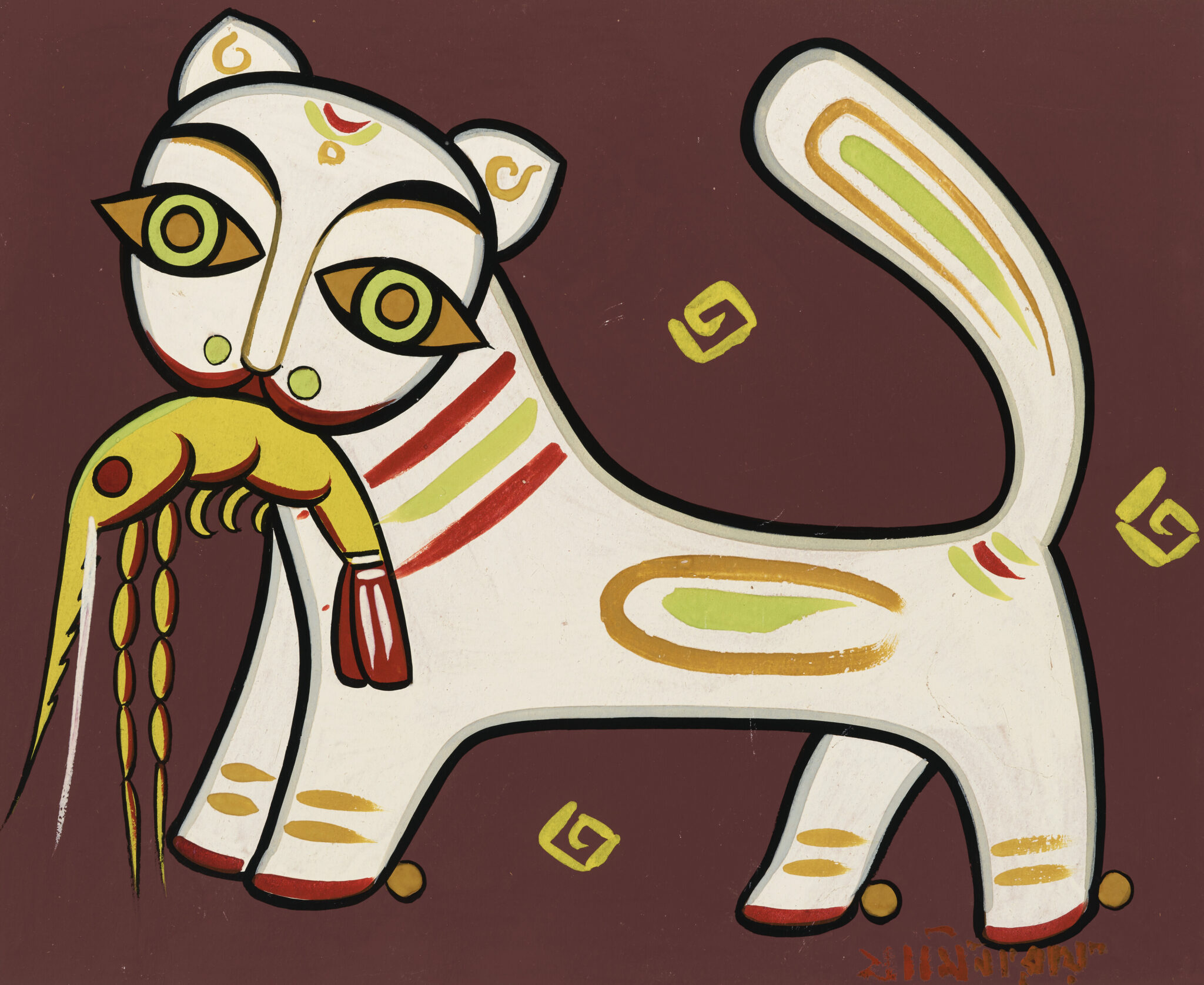 Jamini Roy cat painting