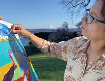BEHIND THE SCENES: WATCH ARTIST VINITA KARIM PAINT BY THE WATER
