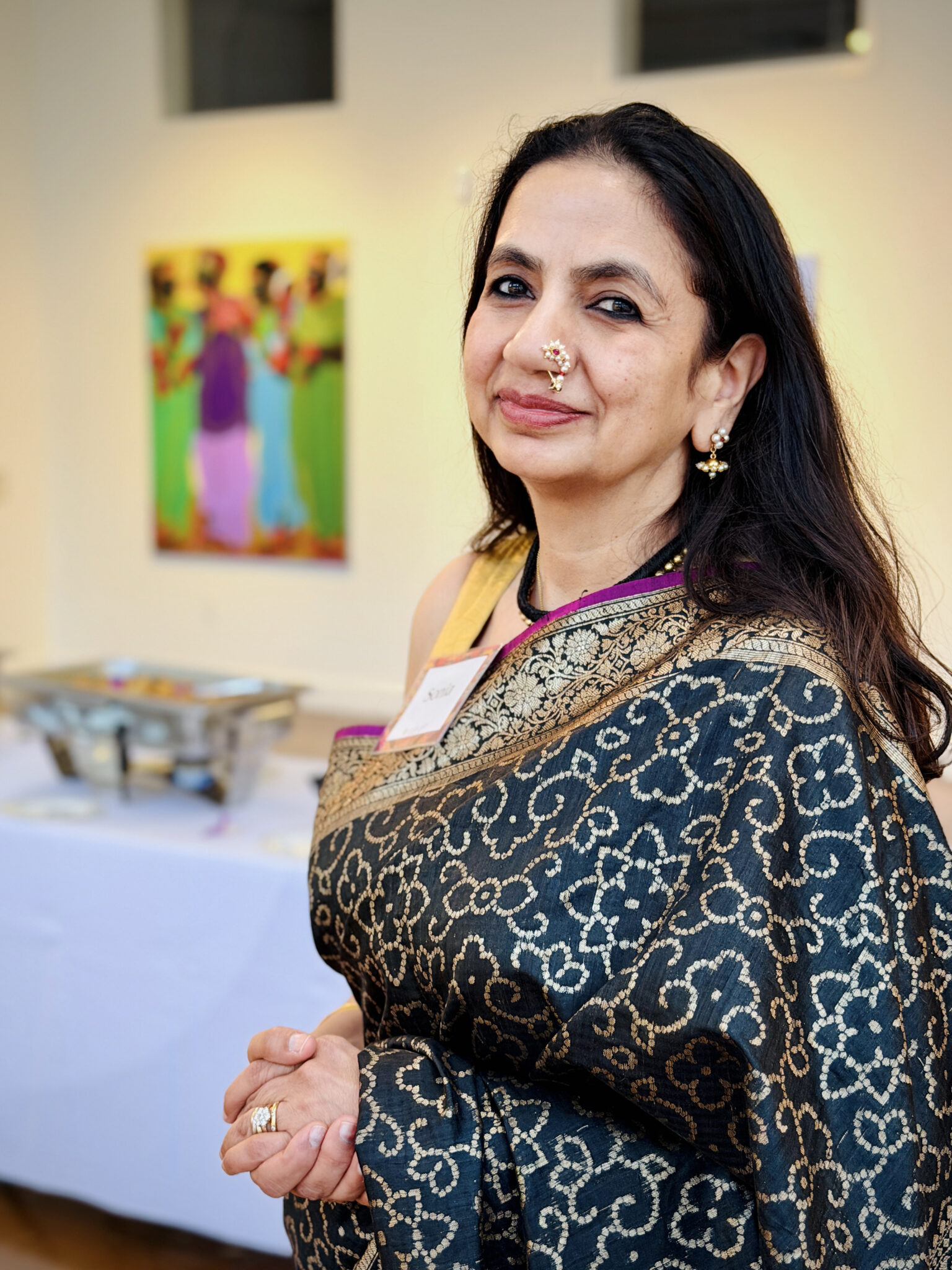Curator Sonia Patwardhan at Living Legends exhibition opening reception