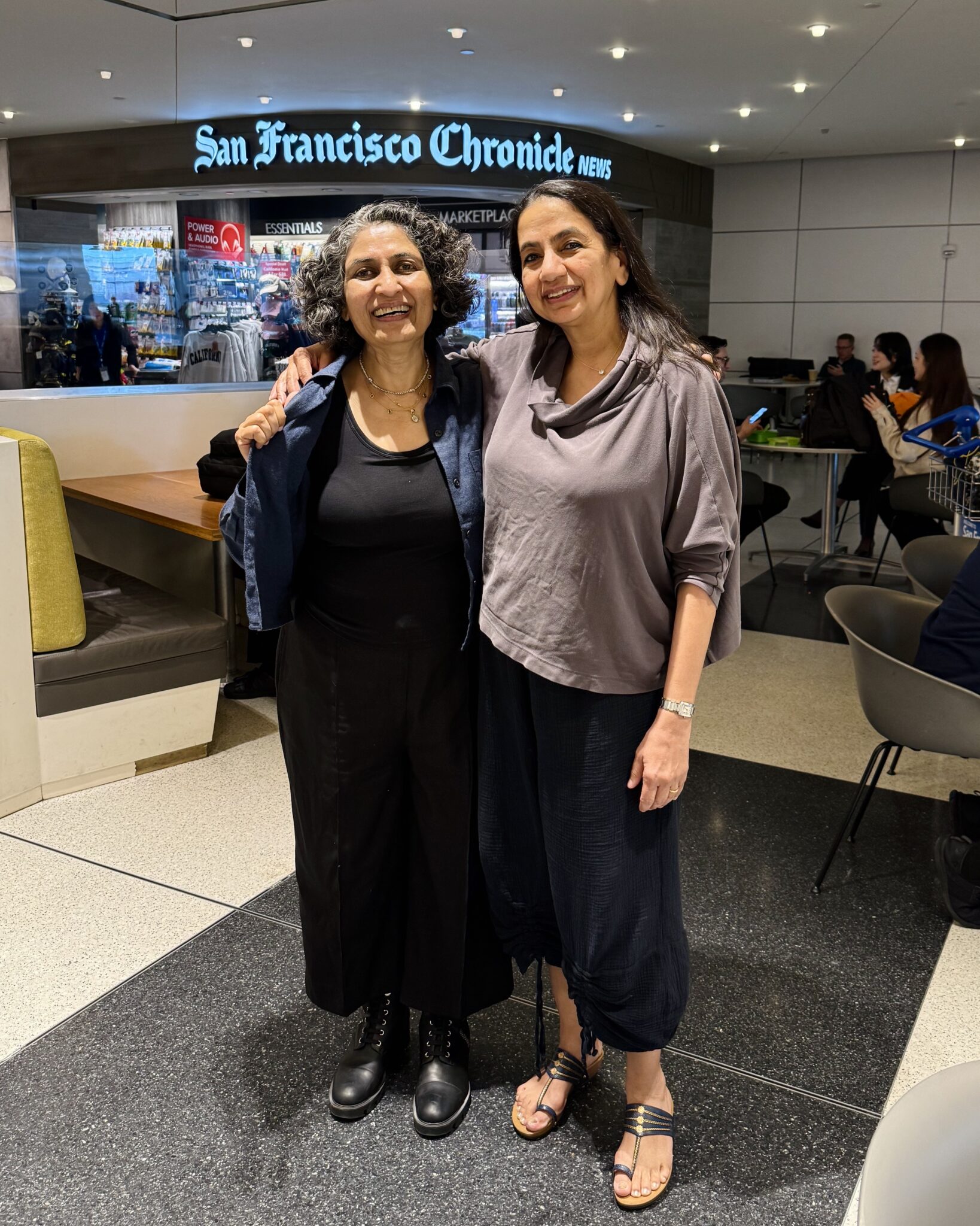Artist Seema Kohli with curator Sonia Patwardhan following the exhibition